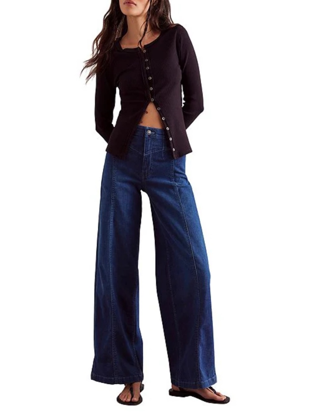 NWT’S Free People Libre High Rise Wide Leg Stretch Dark Rence Denim Jeans 29